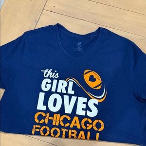 Women's Navy Blue Chicago Football Tee